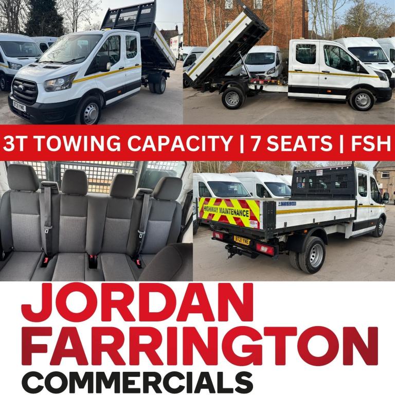 2021 FORD TRANSIT 350 130BHP RWD DRW DOUBLE CAB TIPPER**3 TON TOWING CAPACITY**