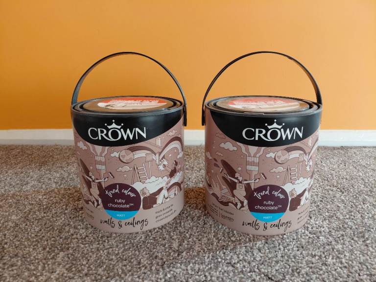 image for 2 Tins of Crown Ruby Chocolate Matt Paint