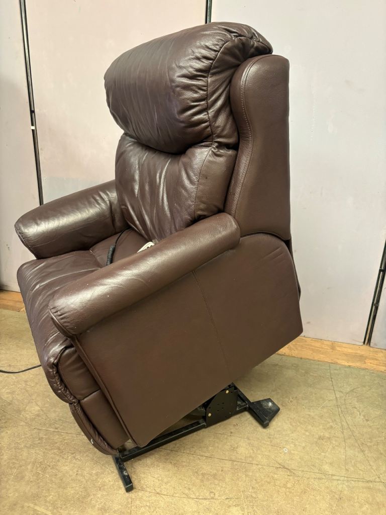 Gplan brown leather riser recliner chair 