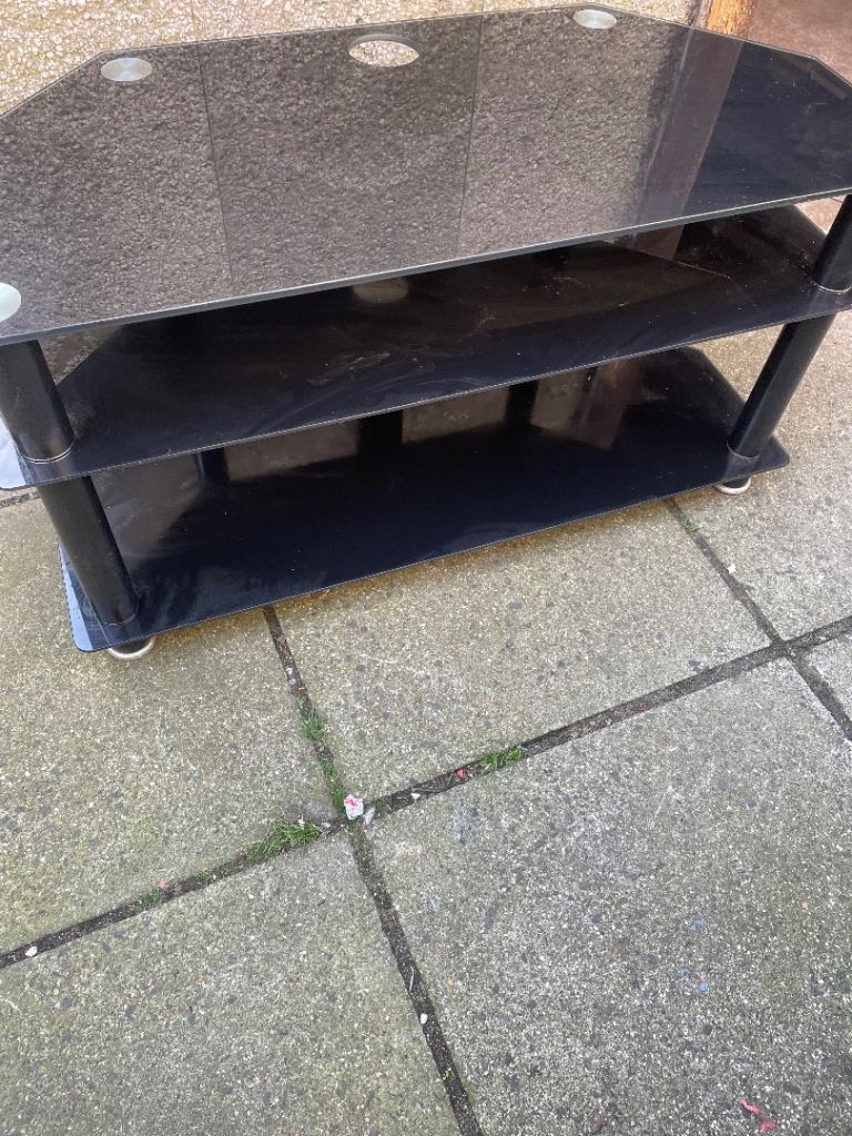 Black Glass TV Stand / Console Table – Good Condition