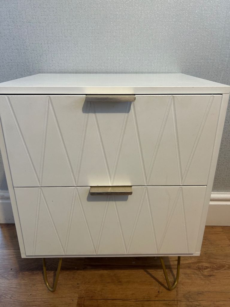 White bedside table