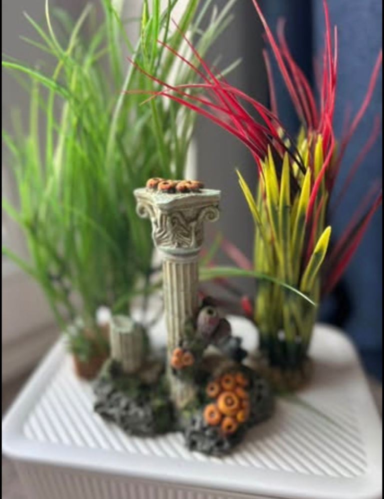 Artificial Aquarium Roman Ruin and Plant Set of 3