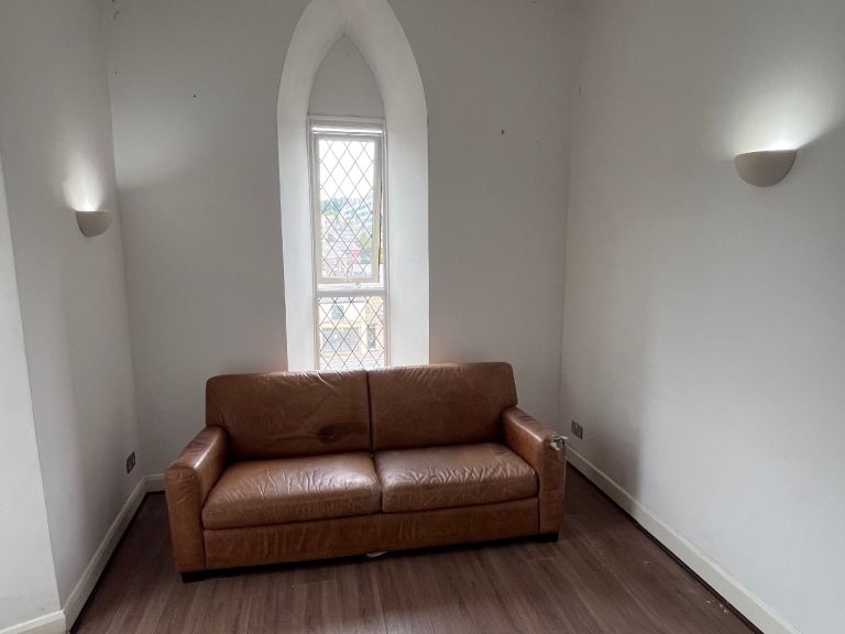 Free to give away - Brown Leather Two-Seater Sofa – Fair Condition