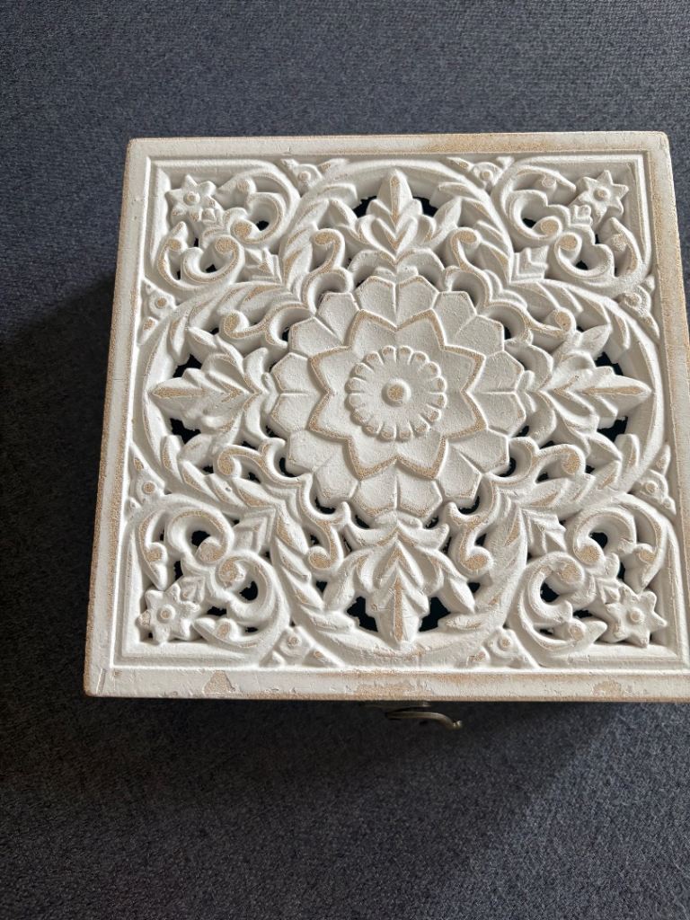 Handcrafted Carved Wooden Keepsake Box