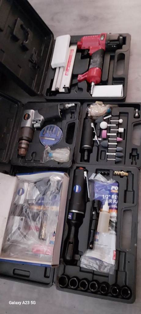 Air Tool Kit with Nail Gun, Grinder, and Ratchet Wrench