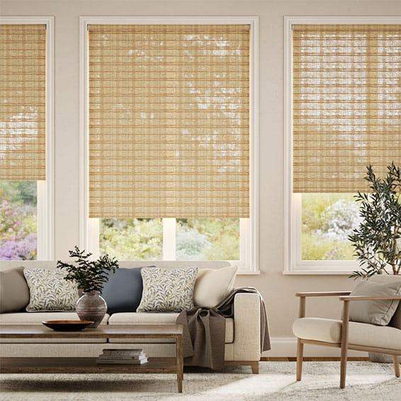 3x Blinds2Go 'Moreno Oak' bamboo-style Roller Blinds (each)