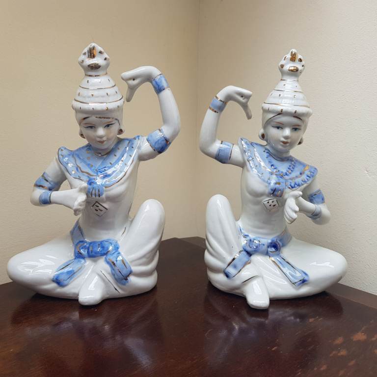 Decorative Pair of Thai Temple Dancers Figurines