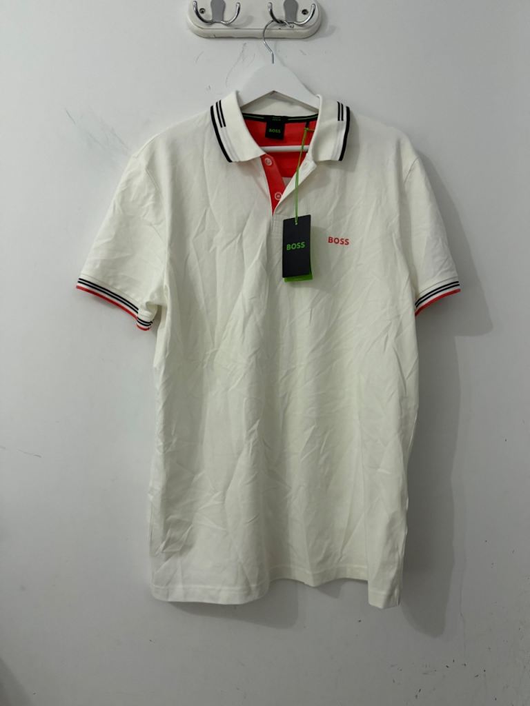 BOSS Slim Fit Stretch Polo Shirt - White, New with Tags, Size XL