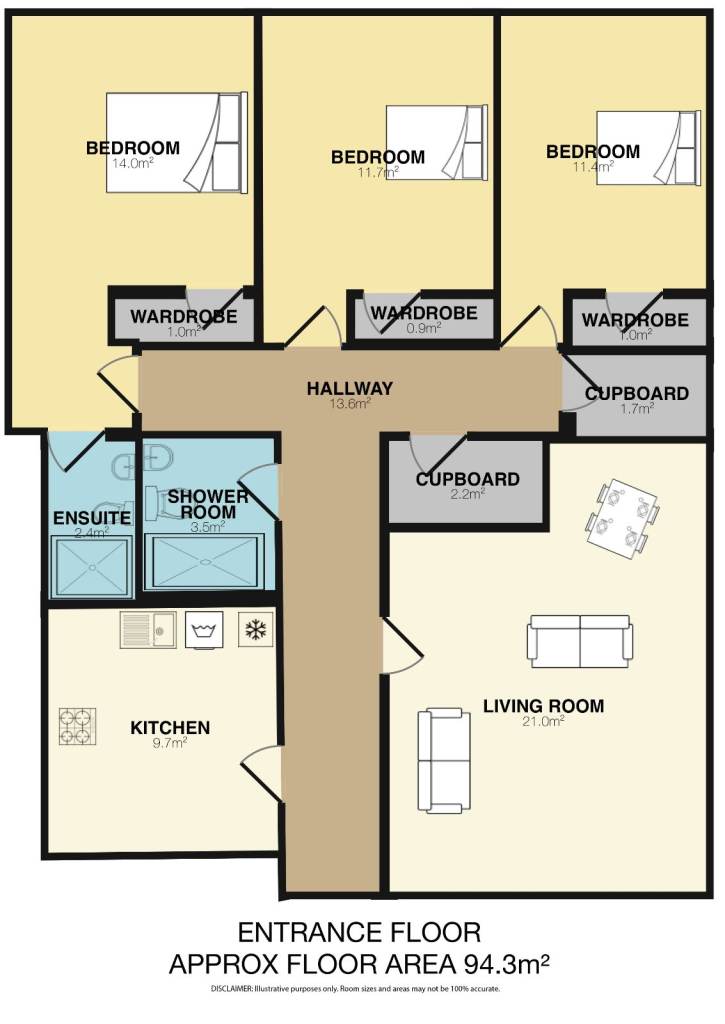 Beautiful, 3 bedroom, main door, HMO flat near Haymarket – available May