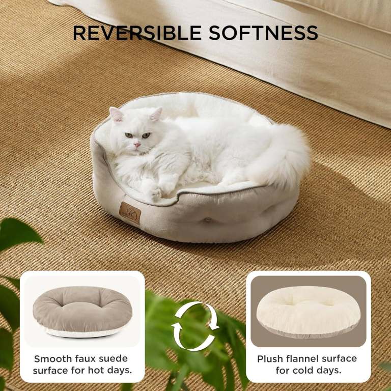 Reversible Soft Pet Bed – Faux Suede & Plush Flannel,  new in box