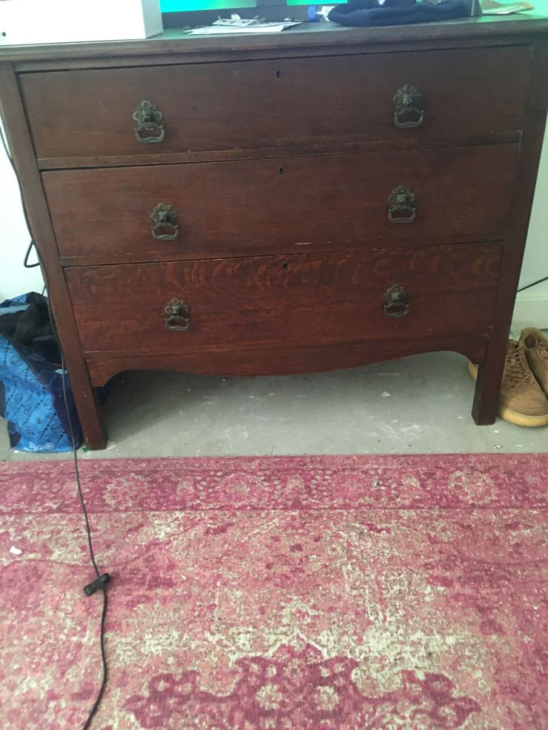 Vintage Wooden Chest of Drawers with Ornate Handles
