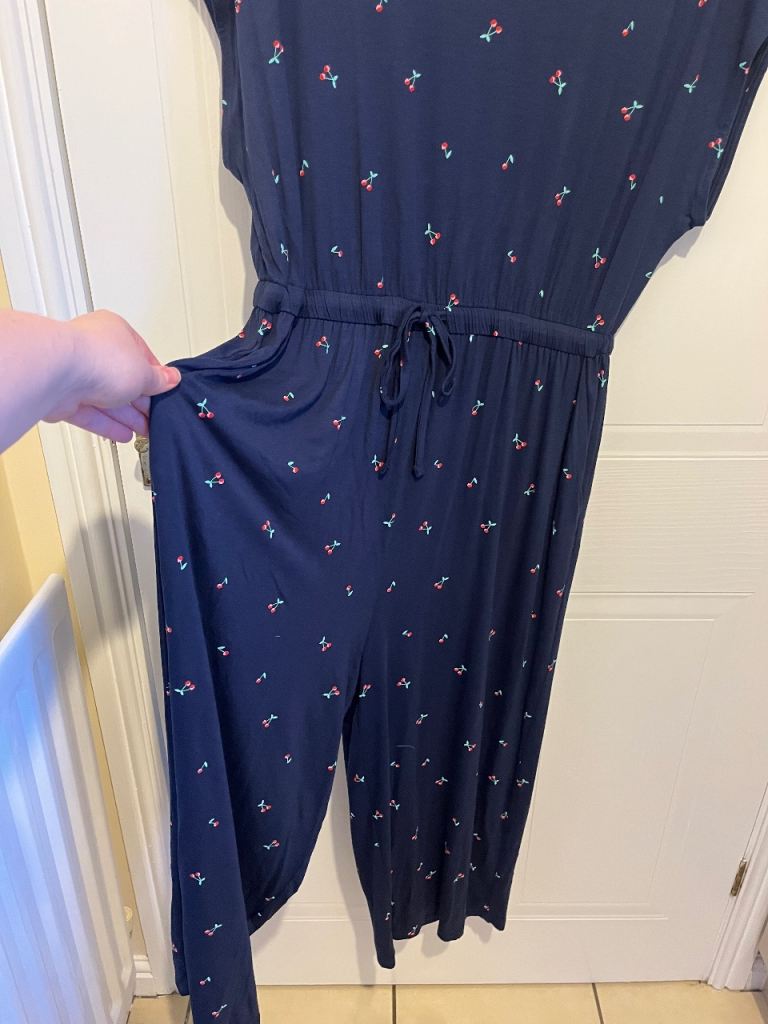 Tu Woman Navy Cherry Jumpsuit – Size 16, Good Condition