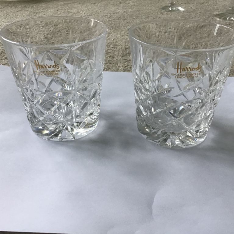 2 Harrods Lead Crystal tumbler / shot glasses 