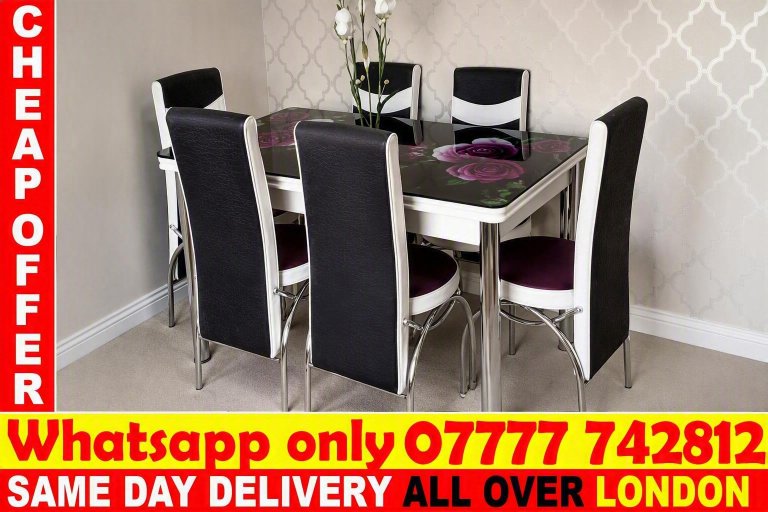 High Gloss Dining Table & Chairs Set fgzfdh)