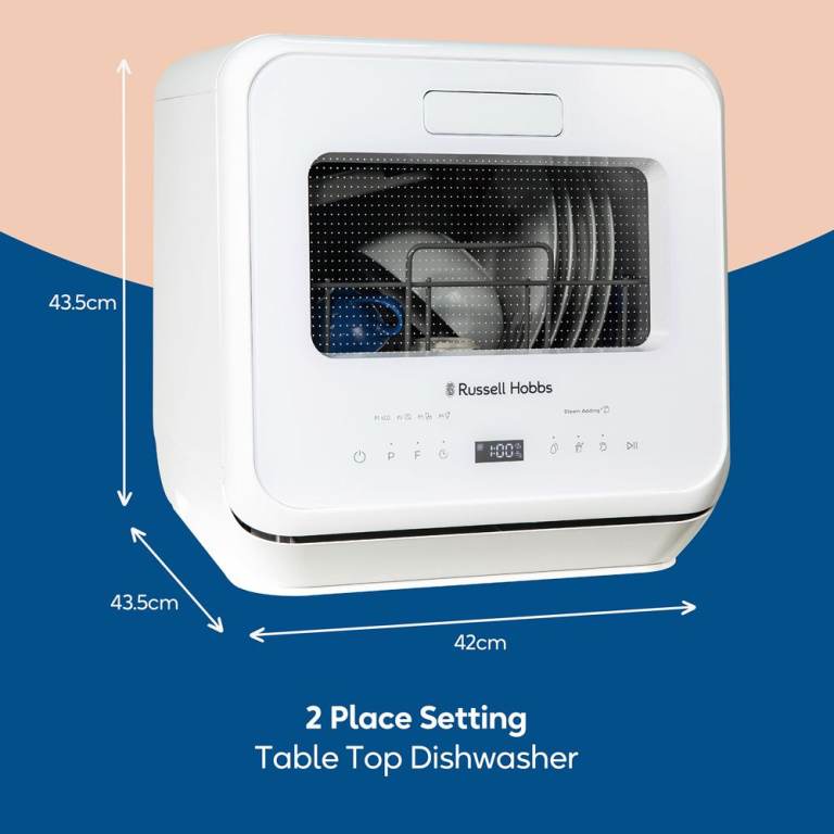 Russell Hobbs white Dishwasher model no. RH2TTDW101W - Great Condition, Compact Design
