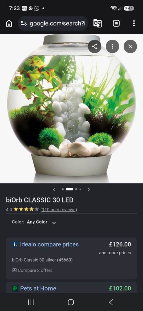 2 used biorb fish tanks one round.and one tube with accessories 