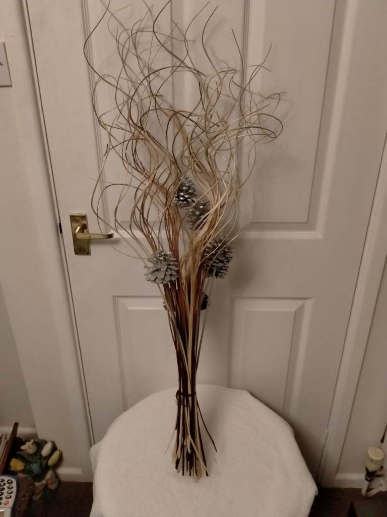 image for Decorative branches with silver-painted & Gold painted pine cones