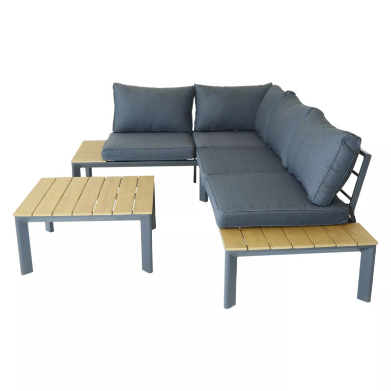 Polywood Lounge Set with Recliner Seat Multi use Wooden Garden
