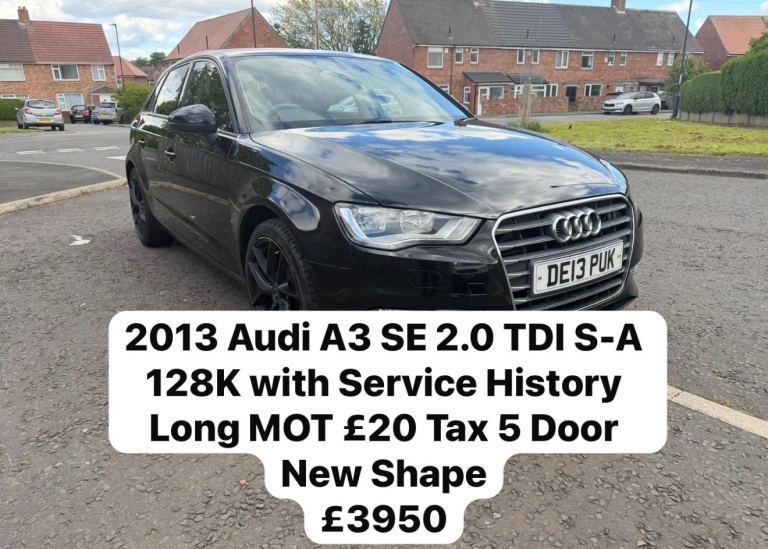 2013 Audi A3 SE 2.0 TDI S-A 128K with Service History Long MOT £20 Tax 5 Door  New Shape