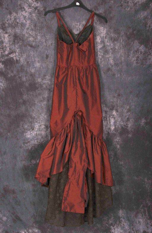 Burgundy party bustle style dress