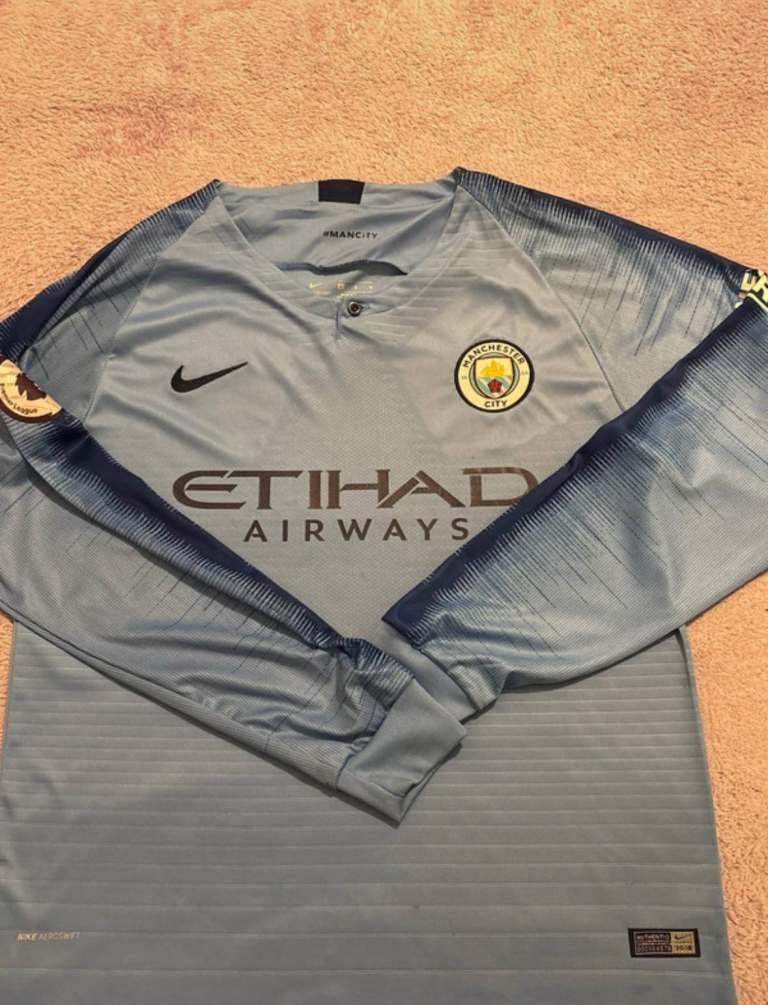 Nike Manchester City 2018/19 Home Shirt - Size 5, Blue