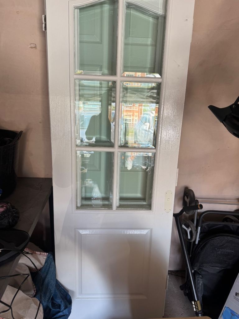 White Internal Wood Door with Glass Panels