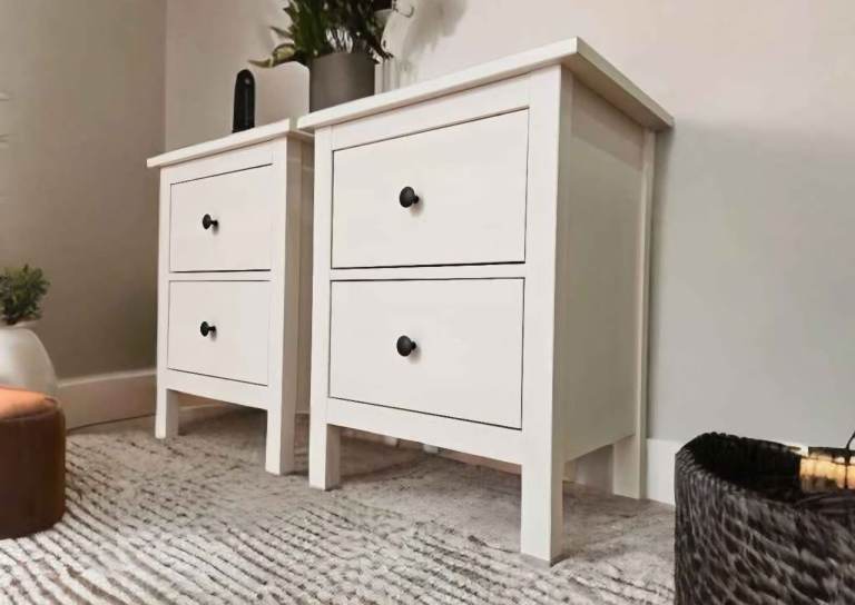 Stunning Pair of  Ikea White wood bedside rables. Free local delivery.