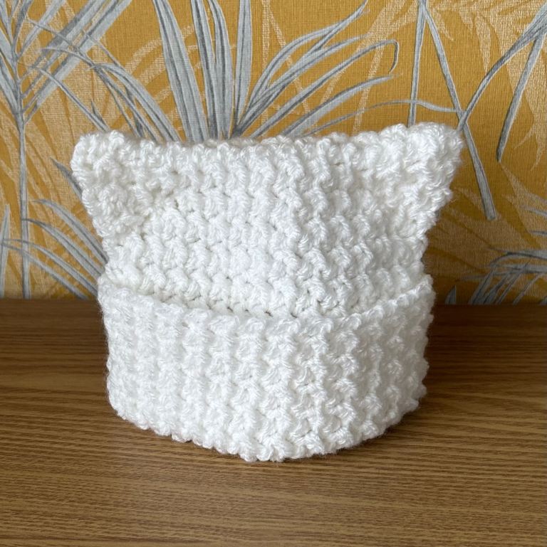 Crochet baby kitten hat