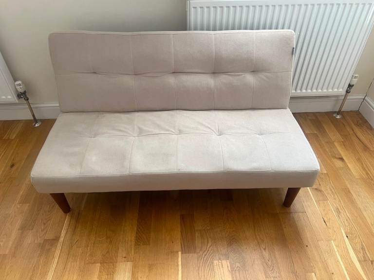 Cream Fabric Futon Sofa Bed - Good Condition