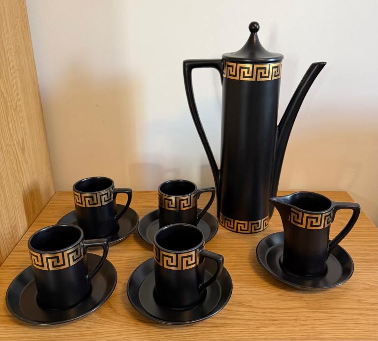 Black and Gold Ceramic Coffee Set - As Good As New