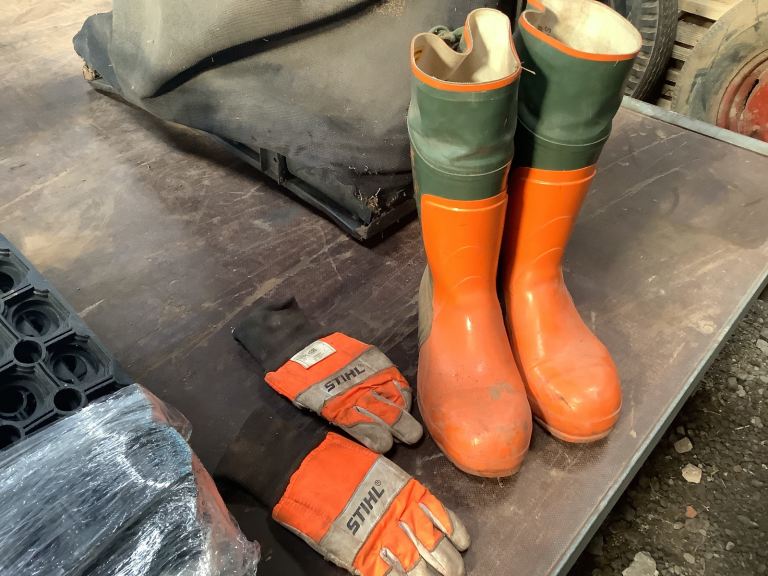 Pair of Men’s Tretorn Safety  Chainsaw Boots  size 42 + Stihl Gloves