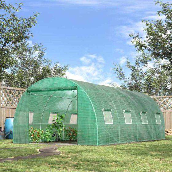 OUTSUNNY Walk-in Pollytunnel Greenhouse 4 x 2 mts, with zipped roll-up doorand 8 mesh windows.