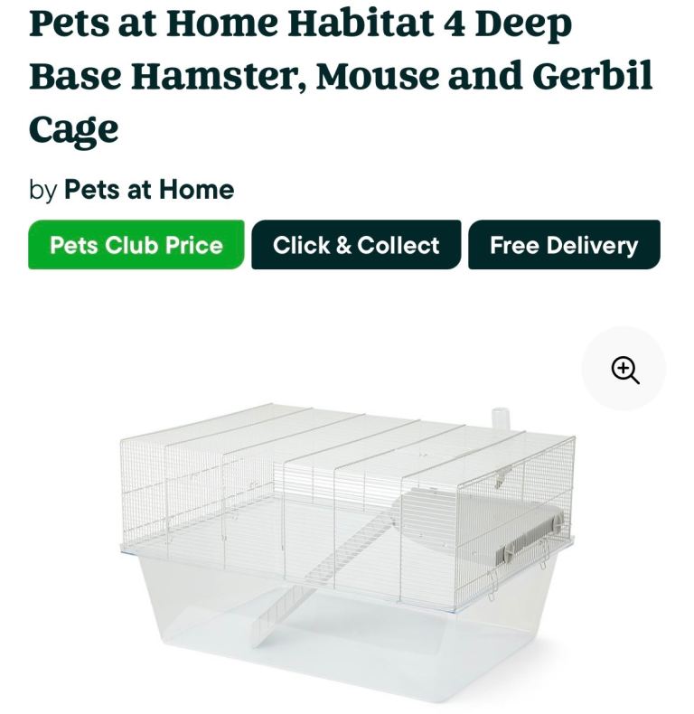 Pets at Home Habitat 4 Deep Base Hamster, Mouse and Gerbil Cage