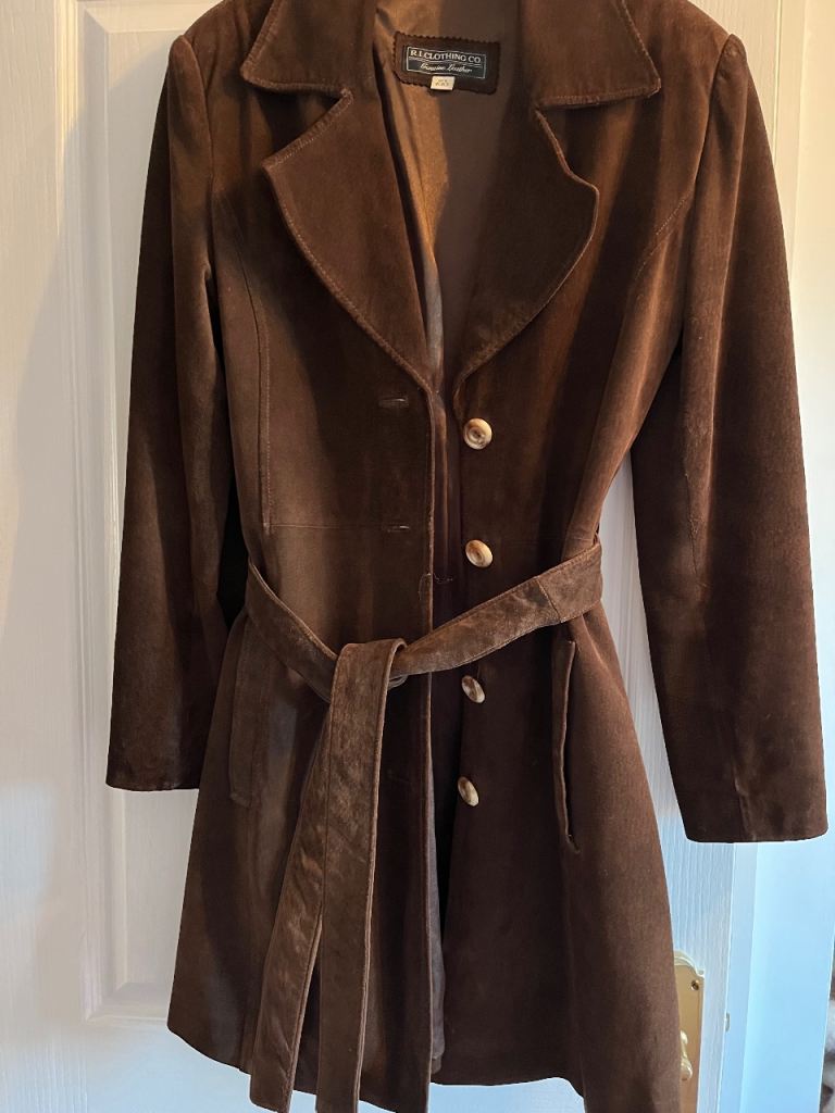 Genuine leather suede coat