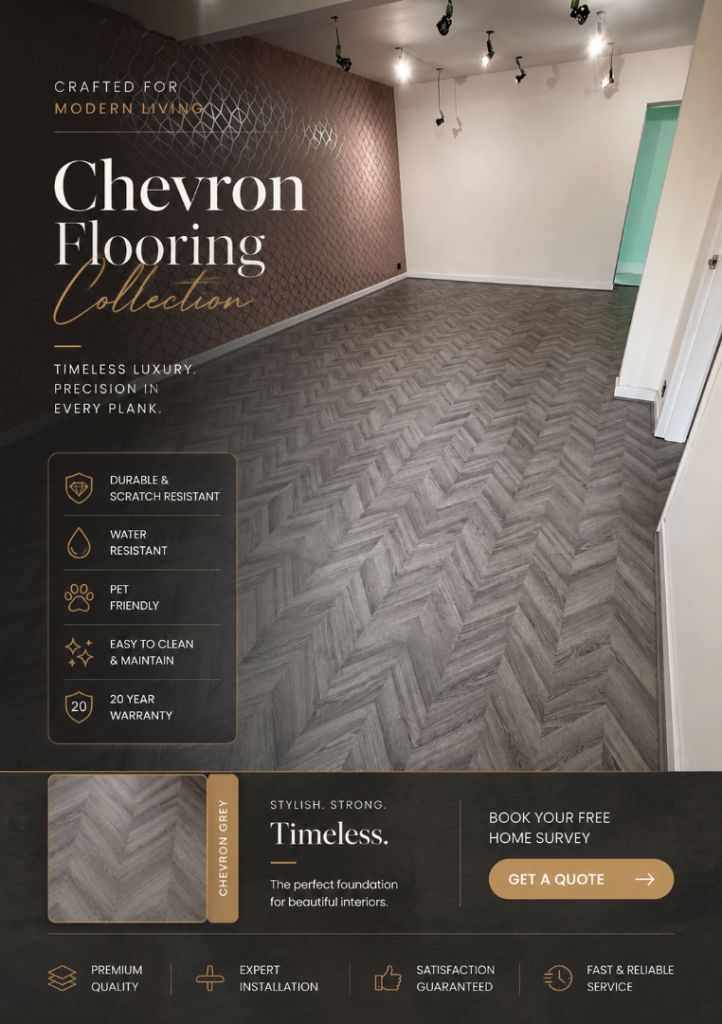 New Chevron Flooring - Grey Oak, Timeless Luxury