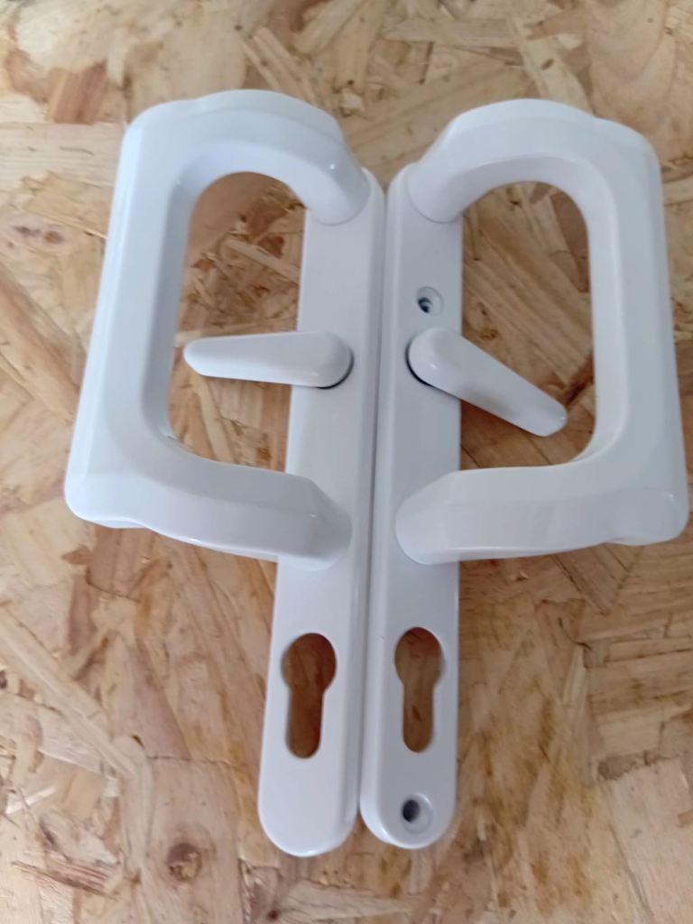 White UPVC patio door handles