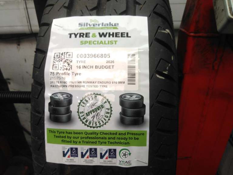 215 75 R16c 116/114r Runway Enduro 616 9mm Partworn Pressure Tested Tyre