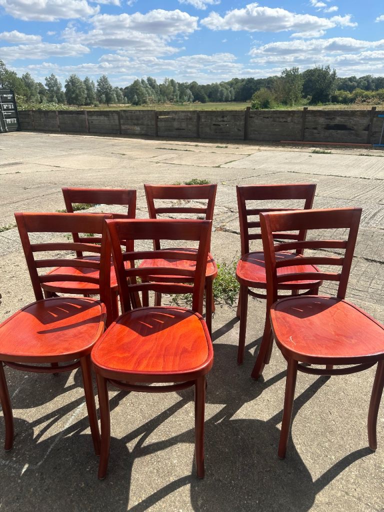 Vintage retro wooden mid century FMG wooden kitchen dining cafe pub chairs x 1 2 4 6