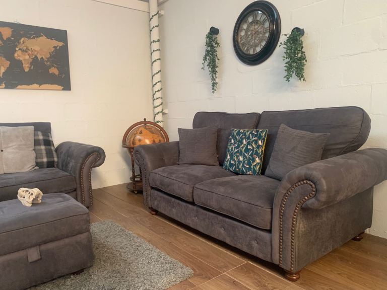 DFS 3 and 2 seater sofas studded 