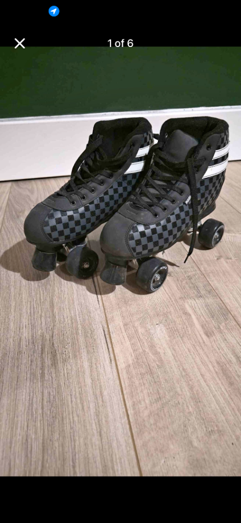 Men Size 8 - Rookie Checkerboard Quad Roller Skates - Black/grey