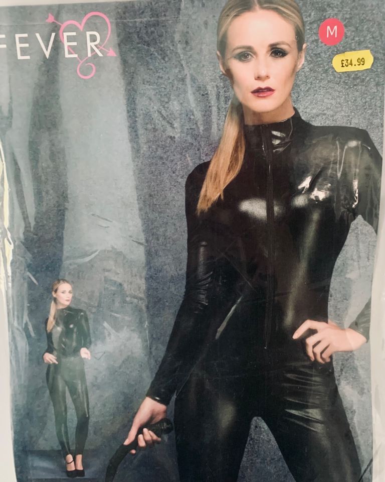 Fever Black Catwoman Style Jumpsuit - Size M, New