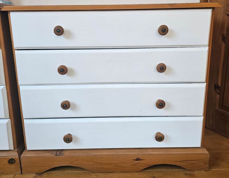 Pine and White Chest of Drawers