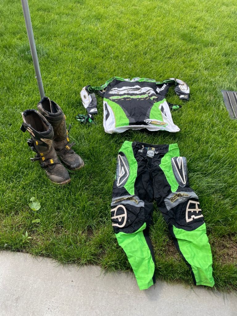 Motocross gear. AXA boots and berik pants and jersey
