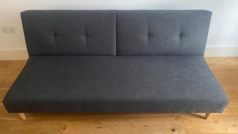 John Lewis Clapton Fixed Back Small Sofa Bed, Light Leg, Fraser Steel