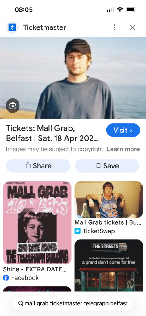 Mall Grab Belfast x 1 ticket