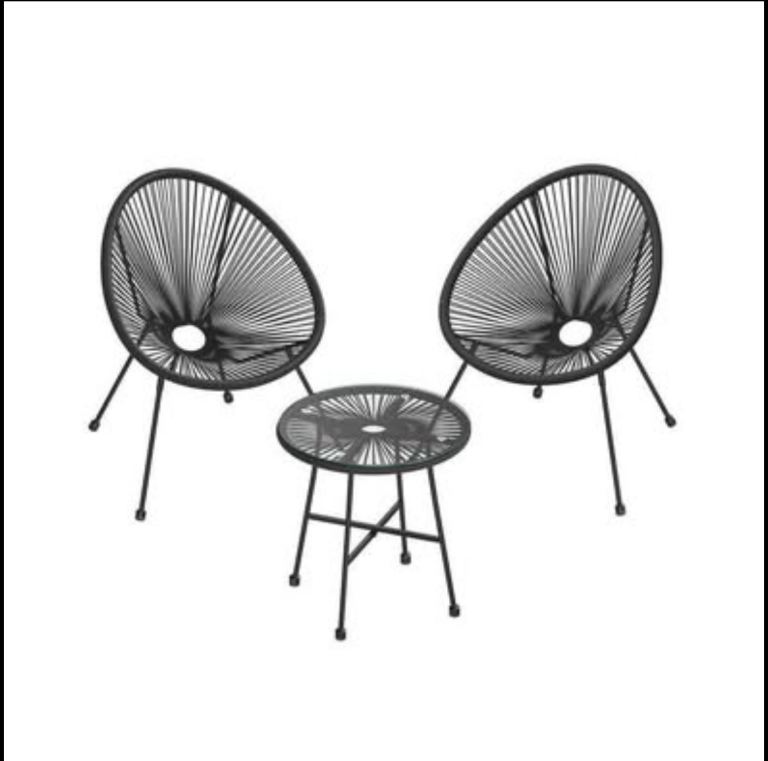 SONGMICS Garden Patio Furniture Set 3 Pieces (1 chair leg missing) 