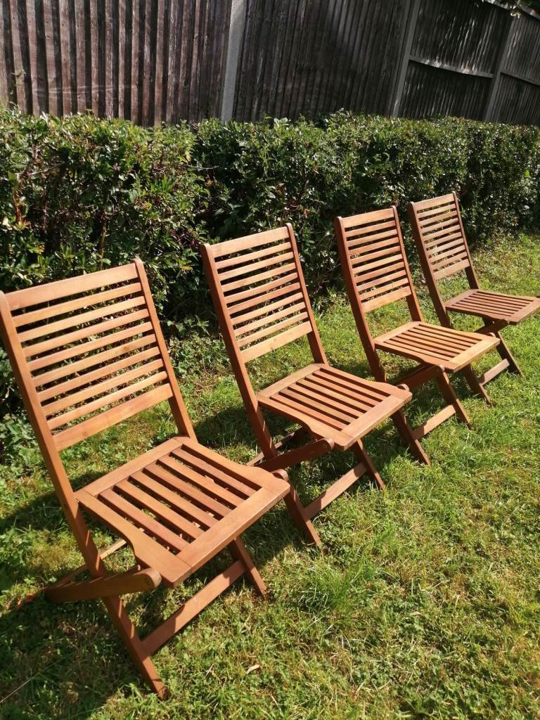 Garden Chairs Hardwood x4 Folding