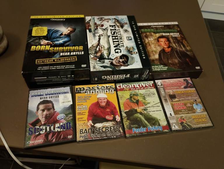 bear grylls fishing dvd boxsets job lot collection all included in price