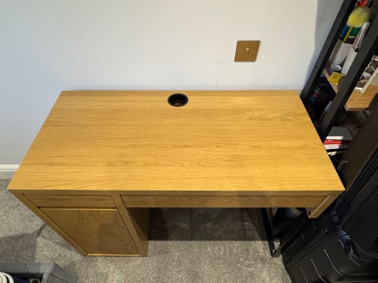 IKEA computer desk in oak effect with drawer