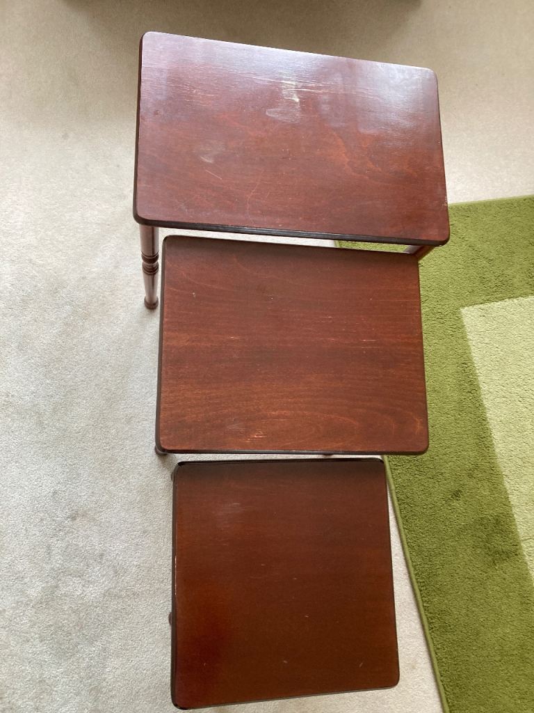 Set of 3 Wooden Nesting Tables – Good Condition